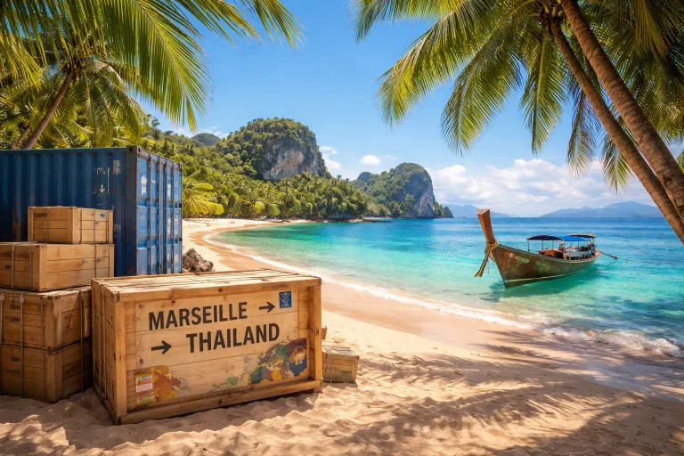 Découvrez comment choisir entre groupage maritime et fret aérien pour déménager de Marseille en Thaïlande.