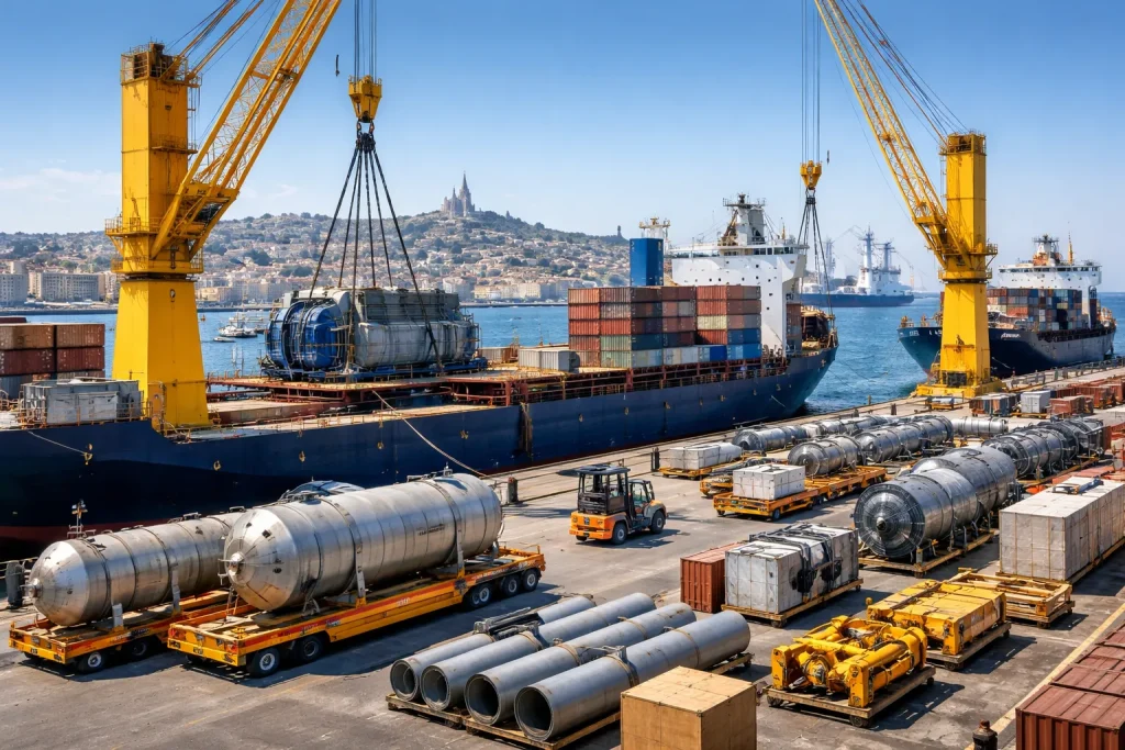 Logistique du matériel industriel de Marseille à Georgetown : soutien au boom pétrolier guyanais.